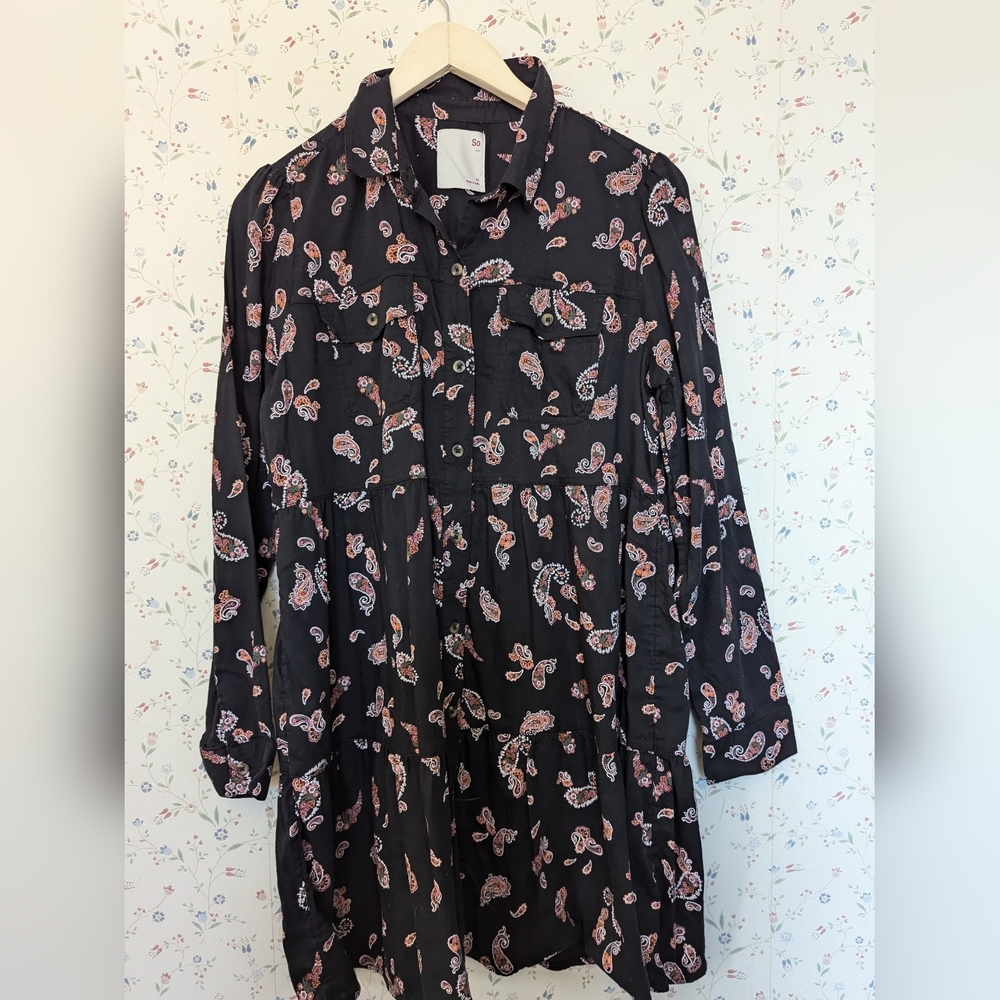 SO Dress Dark Paisley M loose fit tiered long sleeve boho whimsigoth Garden Cott